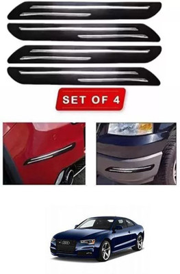 RONISH Microfibre, Silicone, Stainless Steel, Rubber Car Bumper Guard(Black, Silver, Pack of 4, Audi, S5)