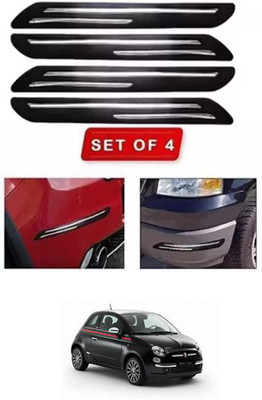 RONISH Microfibre, Silicone, Stainless Steel, Rubber Car Bumper Guard(Black, Silver, Pack of 4, Fiat, Universal For Car)
