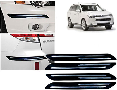 Selifaur Plastic, Rubber Car Bumper Guard(Black, Silver, Pack of 4 Pcs Double Chrome Bumper Protector, Mitsubishi, Outlander)