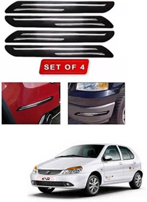 RONISH Microfibre, Silicone, Stainless Steel, Rubber Car Bumper Guard(Black, Silver, Pack of 4, Tata, Universal For Car)