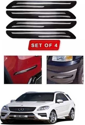 RONISH Microfibre, Silicone, Stainless Steel, Rubber Car Bumper Guard(Black, Silver, Pack of 4, BMW, Universal For Car)