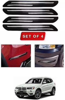 RONISH Microfibre, Silicone, Stainless Steel, Rubber Car Bumper Guard(Black, Silver, Pack of 4, BMW, X3)
