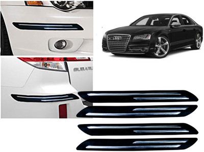 Selifaur Plastic, Rubber Car Bumper Guard(Black, Silver, Pack of 4 Pcs Double Chrome Bumper Protector, Audi, S8)