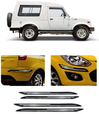 RWT Stainless Steel, Plastic Car Bumper Guard(Black, Silver, Pack of 4, Maruti, Gypsy MG-410)