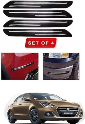RONISH Microfibre, Silicone, Stainless Steel, Rubber Car Bumper Guard(Black, Silver, Pack of 4, Maruti, Universal For Car)