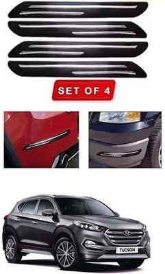 RONISH Microfibre, Silicone, Stainless Steel, Rubber Car Bumper Guard(Black, Silver, Pack of 4, Hyundai, Tucson)