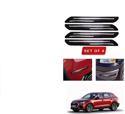RONISH Microfibre, Silicone, Stainless Steel, Rubber Car Bumper Guard(Black, Silver, Pack of 4, Audi, Q5)
