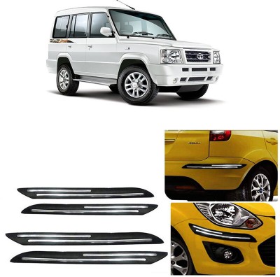 RWT Stainless Steel, Plastic Car Bumper Guard(Black, Silver, Pack of 4, Tata, Sumo)