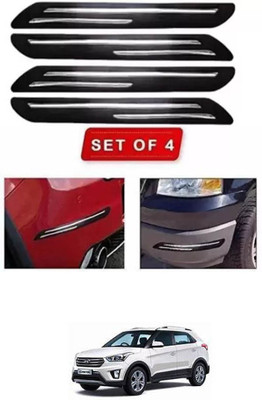 RONISH Microfibre, Silicone, Stainless Steel, Rubber Car Bumper Guard(Black, Silver, Pack of 4, Universal For Car, Creta)