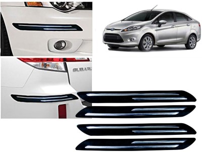 Selifaur Plastic, Rubber Car Bumper Guard(Black, Silver, Pack of 4 Pcs Double Chrome Bumper Protector, Ford, New Fiesta)