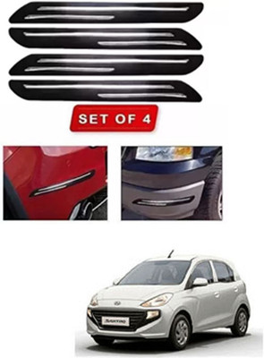 RONISH Microfibre, Silicone, Stainless Steel, Rubber Car Bumper Guard(Black, Silver, Pack of 4, Hyundai, Santro)