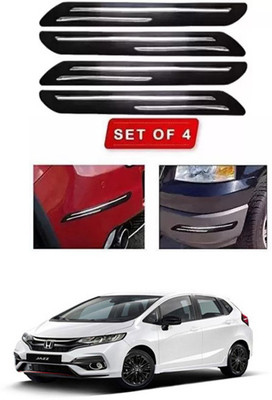 RONISH Microfibre, Silicone, Stainless Steel, Rubber Car Bumper Guard(Black, Silver, Pack of 4, Honda, Jazz)