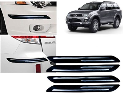 Selifaur Plastic, Rubber Car Bumper Guard(Black, Silver, Pack of 4 Pcs Double Chrome Bumper Protector, Mitsubishi, Pajero Sport)