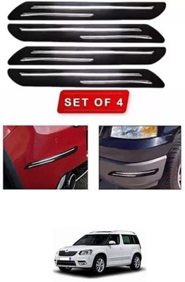 RONISH Microfibre, Silicone, Stainless Steel, Rubber Car Bumper Guard(Black, Silver, Pack of 4, Skoda, Yeti)