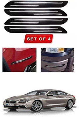 RONISH Microfibre, Silicone, Stainless Steel, Rubber Car Bumper Guard(Black, Silver, Pack of 4, BMW, 6 Series)