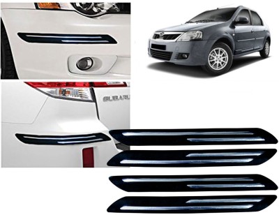 Selifaur Plastic, Rubber Car Bumper Guard(Black, Silver, Pack of 4 Pcs Double Chrome Bumper Protector, Mahindra, Verito)