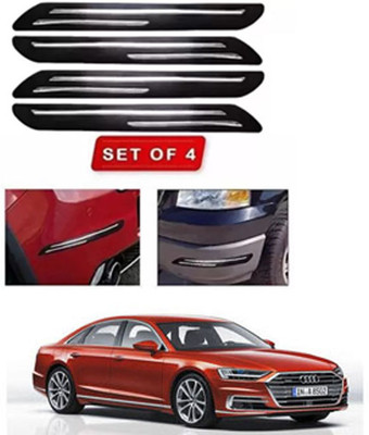 RONISH Microfibre, Silicone, Stainless Steel, Rubber Car Bumper Guard(Black, Silver, Pack of 4, Audi, S8)