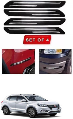 RONISH Microfibre, Silicone, Stainless Steel, Rubber Car Bumper Guard(Black, Silver, Pack of 4, MG, Universal For Car)