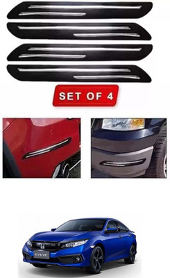 RONISH Microfibre, Silicone, Stainless Steel, Rubber Car Bumper Guard(Black, Silver, Pack of 4, Honda, Universal For Car)