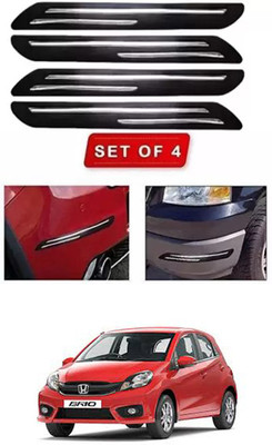 RONISH Microfibre, Silicone, Stainless Steel, Rubber Car Bumper Guard(Black, Silver, Pack of 4, Honda, Universal For Car)