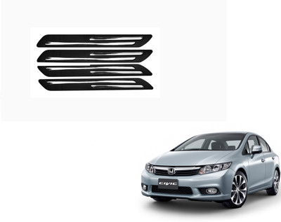 FORSONS Rubber Car Bumper Guard(Black, Pack of 4 pcs Double Chrome Bumper Protector, Honda, Civic)
