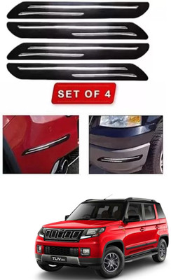 RONISH Microfibre, Silicone, Stainless Steel, Rubber Car Bumper Guard(Black, Silver, Pack of 4, Mahindra, Universal For Car)