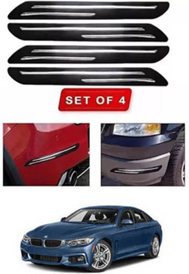 RONISH Microfibre, Silicone, Stainless Steel, Rubber Car Bumper Guard(Black, Silver, Pack of 4, BMW, Universal For Car)