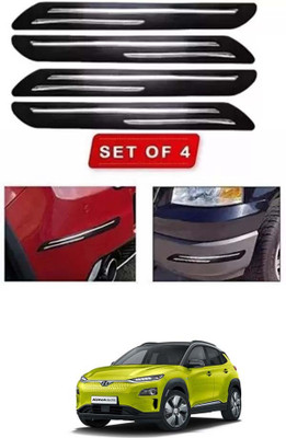 RONISH Microfibre, Silicone, Stainless Steel, Rubber Car Bumper Guard(Black, Silver, Pack of 4, Hyundai, Universal For Car)