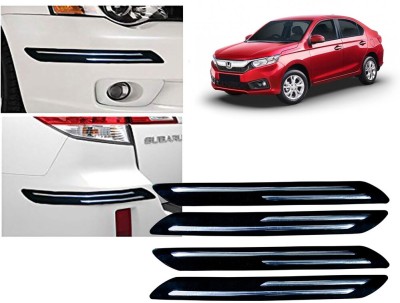 Selifaur Plastic, Rubber Car Bumper Guard(Black, Silver, Pack of 4 Pcs Double Chrome Bumper Protector, Honda, Amaze)