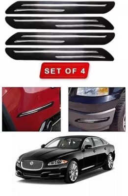 RONISH Microfibre, Silicone, Stainless Steel, Rubber Car Bumper Guard(Black, Silver, Pack of 4, Jaguar, Universal For Car)