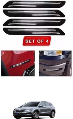 RONISH Microfibre, Silicone, Stainless Steel, Rubber Car Bumper Guard(Black, Silver, Pack of 4, Skoda, Universal For Car)