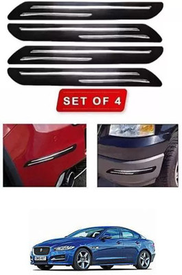 RONISH Microfibre, Silicone, Stainless Steel, Rubber Car Bumper Guard(Black, Silver, Pack of 4, Jaguar, Universal For Car)