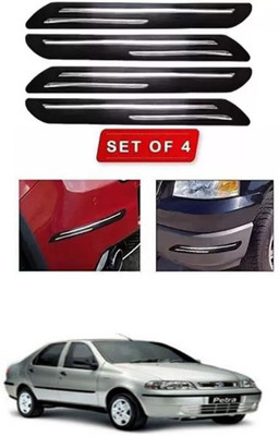 RONISH Microfibre, Silicone, Stainless Steel, Rubber Car Bumper Guard(Black, Silver, Pack of 4, Fiat, Universal For Car)