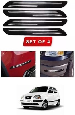 RONISH Microfibre, Silicone, Stainless Steel, Rubber Car Bumper Guard(Black, Silver, Pack of 4, Hyundai, Santro Xing)