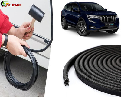 Selifaur Plastic, Carbon Steel Car Door Guard(Black, Pack of 1 U Shape Edge Trim Rubber Seal Built in Shaped Stell Sheet, Mahindra, XUV 500)
