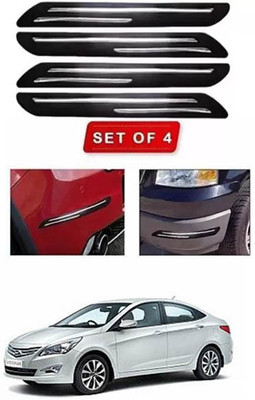 RONISH Microfibre, Silicone, Stainless Steel, Rubber Car Bumper Guard(Black, Silver, Pack of 4, Hyundai, Universal For Car)