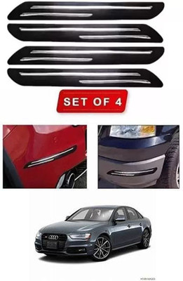 RONISH Microfibre, Silicone, Stainless Steel, Rubber Car Bumper Guard(Black, Silver, Pack of 4, Audi, S4)