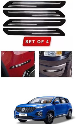 RONISH Microfibre, Silicone, Stainless Steel, Rubber Car Bumper Guard(Black, Silver, Pack of 4, MG, Universal For Car)