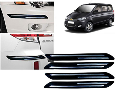 Selifaur Plastic, Rubber Car Bumper Guard(Black, Silver, Pack of 4 Pcs Double Chrome Bumper Protector, Chevrolet, Enjoy)