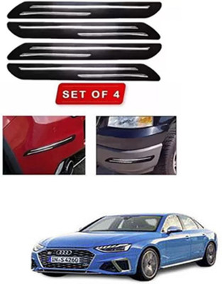 RONISH Microfibre, Silicone, Stainless Steel, Rubber Car Bumper Guard(Black, Silver, Pack of 4, Audi, S4)