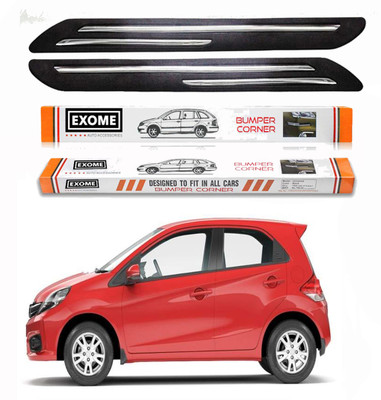 EXOME Rubber, Stainless Steel Car Bumper Guard(Black, Pack of 4, Honda, Brio)