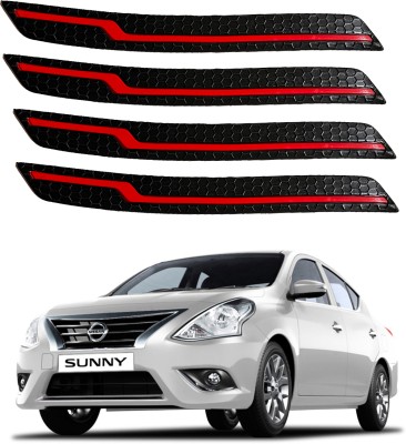 Oshotto Rubber Car Bumper Guard(Black, Red, Pack of 4, Nissan, Sunny)