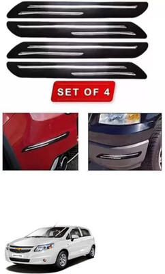 RONISH Microfibre, Silicone, Stainless Steel, Rubber Car Bumper Guard(Black, Silver, Pack of 4, Chevrolet, Sail UVA)