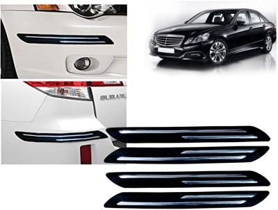 Selifaur Plastic, Rubber Car Bumper Guard(Black, Silver, Pack of 4 Pcs Double Chrome Bumper Protector, Mercedes Benz, E280)