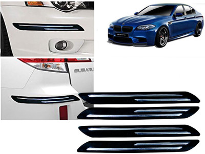 Selifaur Plastic, Rubber Car Bumper Guard(Black, Silver, Pack of 4 Pcs Double Chrome Bumper Protector, BMW, M5)
