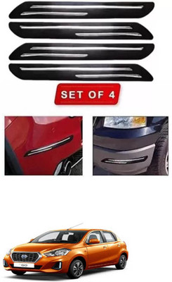 RONISH Microfibre, Silicone, Stainless Steel, Rubber Car Bumper Guard(Black, Silver, Pack of 4, Datsun, Go)