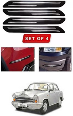 RONISH Microfibre, Silicone, Stainless Steel, Rubber Car Bumper Guard(Black, Silver, Pack of 4, Universal For Car, Ambassador)