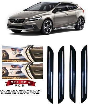 RWT Stainless Steel, Plastic Car Bumper Guard(Black, Silver, Pack of 4, Volvo, V40)