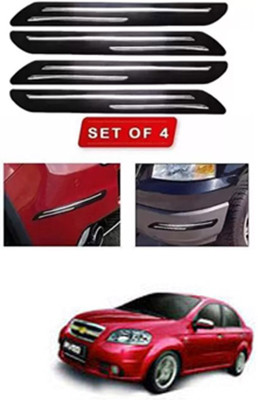 RONISH Microfibre, Silicone, Stainless Steel, Rubber Car Bumper Guard(Black, Silver, Pack of 4, Chevrolet, Aveo)
