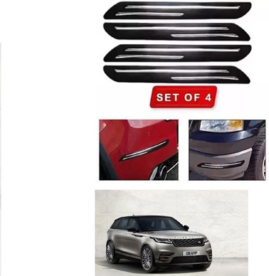 RONISH Microfibre, Silicone, Stainless Steel, Rubber Car Bumper Guard(Black, Silver, Pack of 4, Range Rover, Universal For Car)